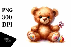 Colorful Watercolor Sewn Bear | Clipart Product Image 3