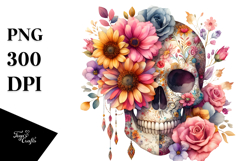 Boho Flower Half Flowers Watercolor Digital Art Product Image 1