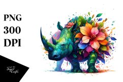 Vibrant Watercolor Rhino, Transparent PNG Product Image 3