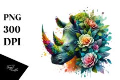 Vibrant Watercolor Rhino, Transparent PNG Product Image 3