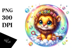 Baby Lion with Spring Clothes, Vibrant PNG Product Image 1