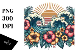 Vintage Tropical Flowers, T-Shirt Vector PNG Product Image 1