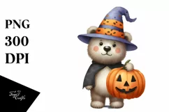 Funny Watercolor Wimsical Bear Wearing Haloween Suit | Product Image 1