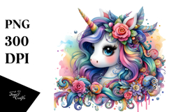 Cute Unicorn in Style PNG Product Image 1