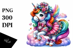 Cute Unicorn in Style PNG Product Image 1