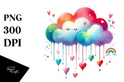Very Simple Adorned Cloud with Hearts PNG Product Image 1