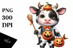Funny Baby Cow Halloween Clipart Product Image 3