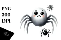 Funny Halloween Spider, Watercolor Clipart Product Image 1