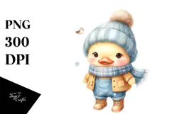 Cute Baby Duck in Winter Clothes PNG Product Image 1