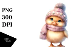 Cute Baby Duck in Winter Clothes PNG Product Image 1