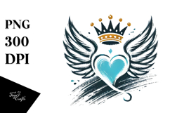 Paintbrush Style Heart with Wings PNG Product Image 1