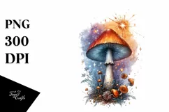 Magical Mushroom Watercolor Splash PNG Product Image 1