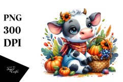 Colorful Baby Cow Basket | Sublimation | Clipart Product Image 1
