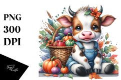 Colorful Baby Cow Basket | Sublimation | Clipart Product Image 1