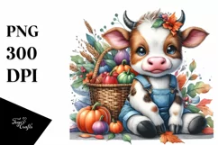 Colorful Baby Cow Basket | Sublimation | Clipart Product Image 1