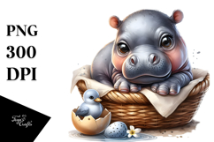 Adorned Baby Hippo with Big Eyes PNG Product Image 1