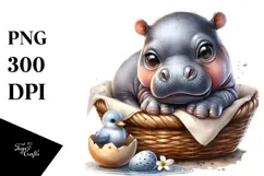 Adorned Baby Hippo with Big Eyes PNG Product Image 1