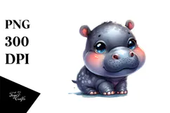 Digital Baby Hippo, Transparent PNG Product Image 1