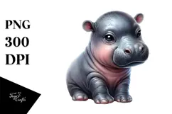 Digital Baby Hippo, Transparent PNG Product Image 1