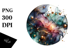 Abstract Wood Cosmos Watercolor Splash PNG Product Image 1