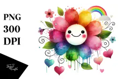 Sketches of Cloud with Hanging Hearts, White Background PNG Product Image 1