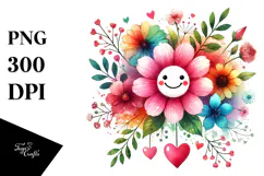 Smiling Floral Sketches, Transparent PNG Product Image 1