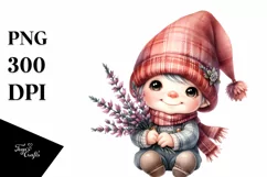 Cute Watercolor Gnome with Heather Clipart Product Image 3