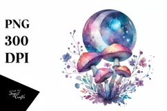 Colorful Watercolor Magical Celestial Astral Mushroom Product Image 3