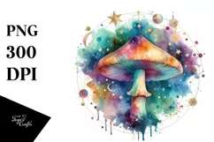 Colorful Watercolor Magical Celestial Astral Mushroom Product Image 1