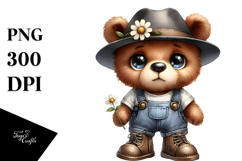 Adorable Bear in Hat Clipart Product Image 1