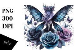 Gothic Fairy on a Flower, PNG Product Image 1