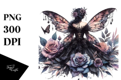 Gothic Fairy on a Flower, PNG Product Image 1