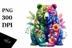 Vibrant Watercolor Bear, Transparent PNG Product Image 3