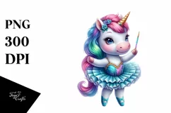 Baby Unicorn in Branle Dancer's Costume, Magical PNG Product Image 3