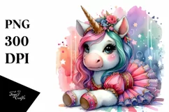 Baby Unicorn in Branle Dancer's Costume, Magical PNG Product Image 1