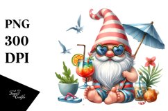 Whimsical Gnome Drinking a Cocktail PNG Product Image 1
