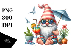 Whimsical Gnome Drinking a Cocktail PNG Product Image 1
