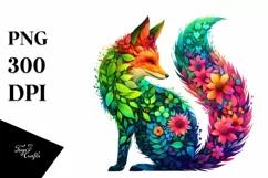 Vibrant Watercolor Fox, Transparent PNG Product Image 3