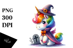 Halloween Unicorn, Watercolor Clipart Product Image 1