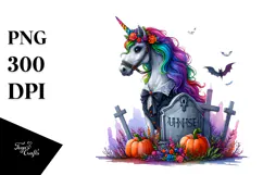 Halloween Unicorn, Watercolor Clipart Product Image 1