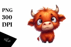 Funny Baby Face Expressive Highland Cow PNG Product Image 3