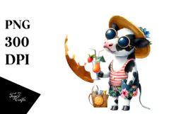 Funky Cow with Beachwear PNG Product Image 1