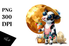 Funky Cow in Beachwear Drinking Cocktail Product Image 1