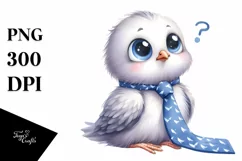 Confused Baby Dove Watercolor Clipart Product Image 1