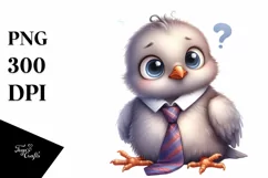 Confused Baby Dove Watercolor Clipart Product Image 1
