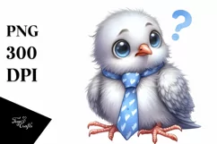 Confused Baby Dove Watercolor Clipart Product Image 1