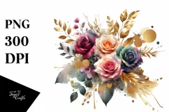 Colorful Bouquet Roses Clipart Product Image 1