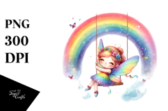 Whimsical Fairy Swinging from Rainbow Product Image 1