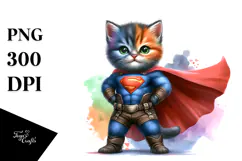 Baby Cat Hero Colorful Watercolor Product Image 1