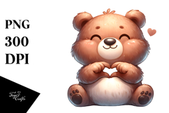 Funny Cute Bear, Love Sign, Watercolor Painting Product Image 1